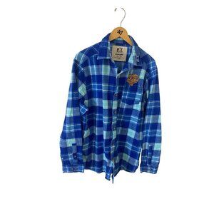 ET X Cakeworthy Unisex Blue Button Front Long Sleeve Shirt - XL